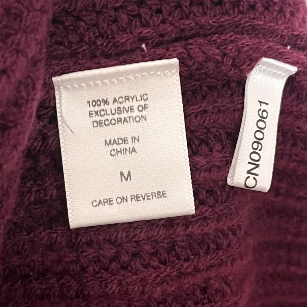 NY & Co‎ Womens M Burgundy Knit Cardigan Longline Sweater Cozy Heritage Academia